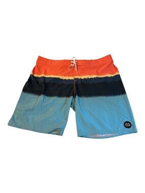 Men's Colorblock Surf Swim Trunks - Orange & Blue